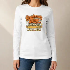 Funny Awesome Grandparents Day Keepin It Groovy Tee Groovy Retro Long Sleeve Shirt