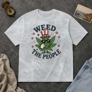Awesome Weed The People Cannabis Uncle Sam Character Patriotic Leaf Symbol Washed T-Shirt