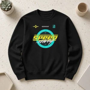 Hot Speed Gang Speed Jewely Globe Logo Sweater in black featuring a bold globe logo on the chest