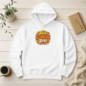 Nice Official Best Grandkids Ever Vintage Style Hoodie in soft cotton blend with front pocket and adjustable hood