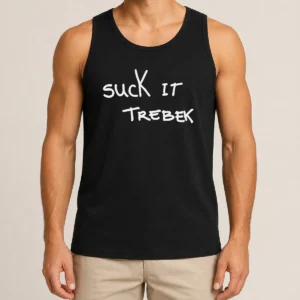 Official Awesome Suck It Trebek Chalk Text Tank Top