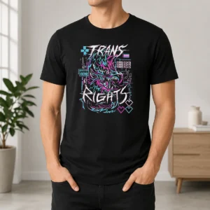 Awesome Hot And One More Thing Trans Right LGBTQ t shirt in classic fit with bold colorful text on front