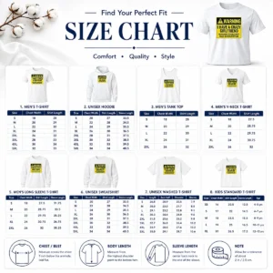 Size chart for Hot Warning I Have A Crazy Girlfriend shirt with measurements in inches and cm