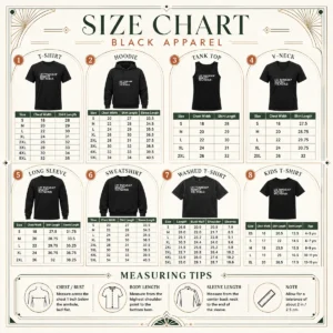Size chart for Pretty Lee Township Against The World showing garment measurements in inches and cm