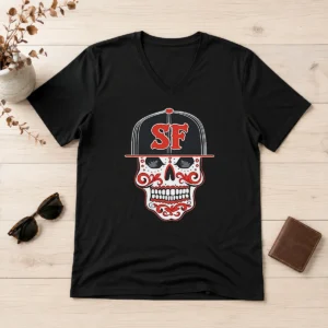 Awesome Sf Sugar Skull San Francisco Hat V-Neck Shirt