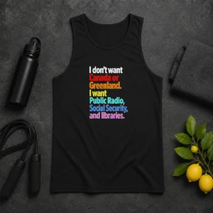 Original I Don'T Want Canada Or Greenland I Want Public Radio Social Security And Libraries Tank Top