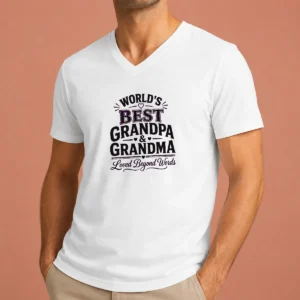 Nice Original Grandparents Day Line Art Loved Beyond Words V-Neck Shirt