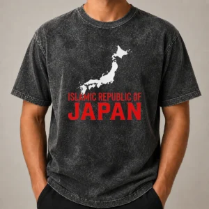 Premium Islamic Republic Of Japan Washed T Shirt showcasing soft fabric and vintage washed texture in a classic fit