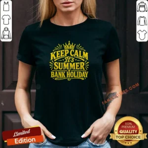 Top Summer Bank Holiday Keep Calm Line Art V-Neck Shirt