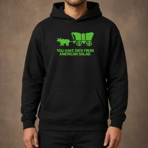 Good You Have Died Hoodie in black with front graphic print, cozy pullover style with hood and drawstrings