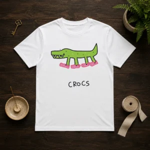 Funny Crocs Crocodile Wearing Pink Shoes Drawing