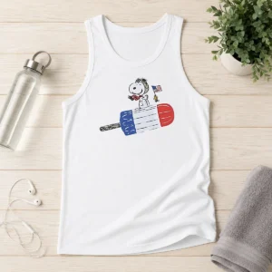 Funny Awesome Snoopy And Woodstock Fourth Of July Patriotic Rocket Pop ICE Cream Parody Tank Top