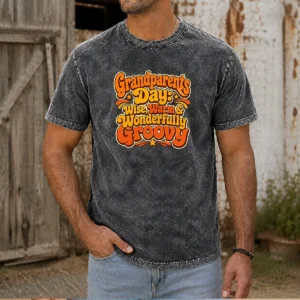 Official Grandparents Day Groovy Retro Tee Celebrating Warmth Wisdom Washed T-Shirt