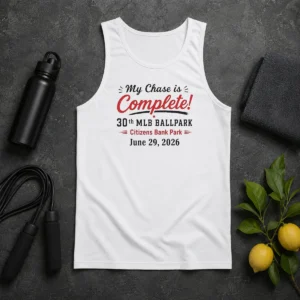 Pretty My Chase Is Complete 30th Ballpark Citizens Bank Park June 29 2026 Tank Top in white, front view
