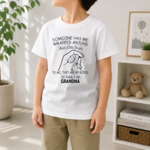 Pretty Someone Has Me Wrapped Around Their Little Finger Grandma Kids T-Shirt