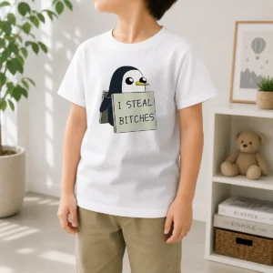 Top Gunter The Penguin I Steal Bitches Adventure Time Kids T-Shirt