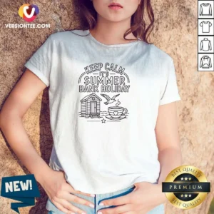 Premium Summer Bank Holiday Line Art UK Family Gatherings V Neck Shirt in soft fabric with detailed line art design