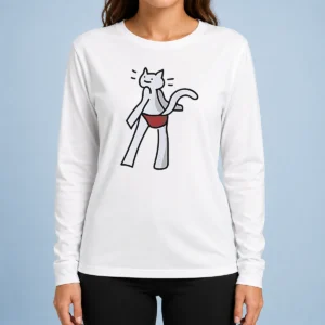 Top Catvin Klein Parody Cat Drawing Long Sleeve Shirt featuring a playful cat graphic on a comfortable long sleeve garment
