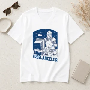 Happy Freelancer Knight Gaming Vintage Funny Gamer V-Neck Shirt