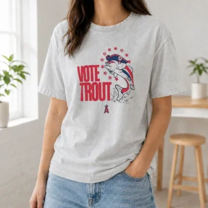 Pretty Trout Signature Vote For Mike Trout Angels Washed T Shirt in soft fabric with vintage faded look