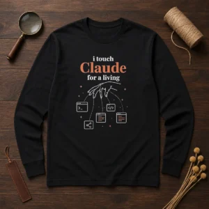 Pretty I Touch Claude For A Living Programmer long sleeve shirt in black with white text design
