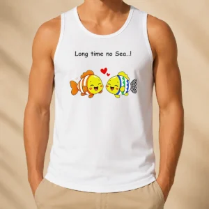 Funny Official Cute Fish Couple Long Time No Sea Pun Cartoon Illustration Animal Tank Top