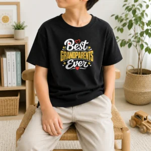 Premium Best Grandparents Ever Silhouette Kids T Shirt featuring a classic crew neck and short sleeves for children