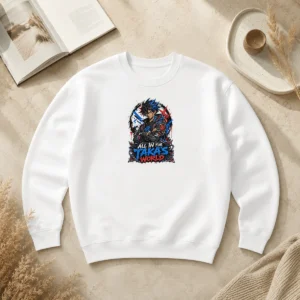 Pretty Official Takas World Anime Characters Streetwear Sweater featuring bold anime graphics on a comfortable streetwear sweater