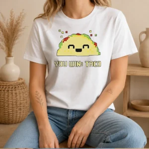 Awesome You Win Taco Pixel Art Gaming Cute Retro