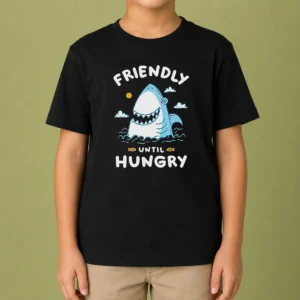 Pretty Original Shark Grinning Friendly Until Hungry Kids T-Shirt
