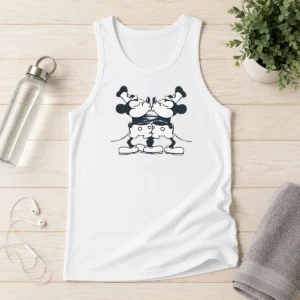 Nice Steam Dreamboat Willie Navy Tank Top showing front view with graphic print on navy fabric