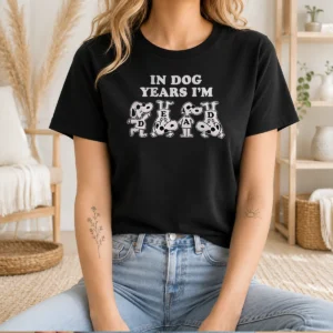 Top Official Snoopy In Dog Years I'M Dead Cartoon Dogs t shirt featuring a classic crew neck and short sleeves
