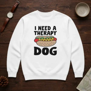 Pretty I Need A Therapy Dog Hot Dog Pun Food Sweater