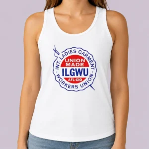 Top International Ladies Garment Workers Union ILGWU Union Made Afl Cio women's sleeveless tank top in white