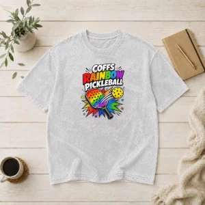 Good Coffs Rainbow Pickleball Comic For Active Athletes Washed T-Shirt