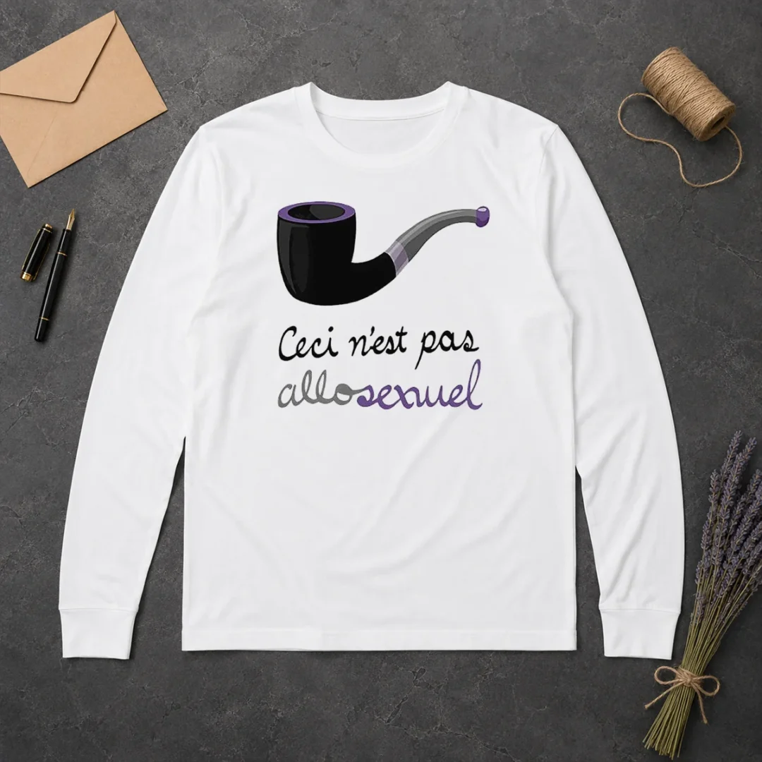 Nice Asexual Pride Rene Magritte Ceci N Est Pas Allosexuel Long Sleeve Shirt Nice Asexual Pride Rene Magritte Ceci N Est Pas Allosexuel Long Sleeve Shirt