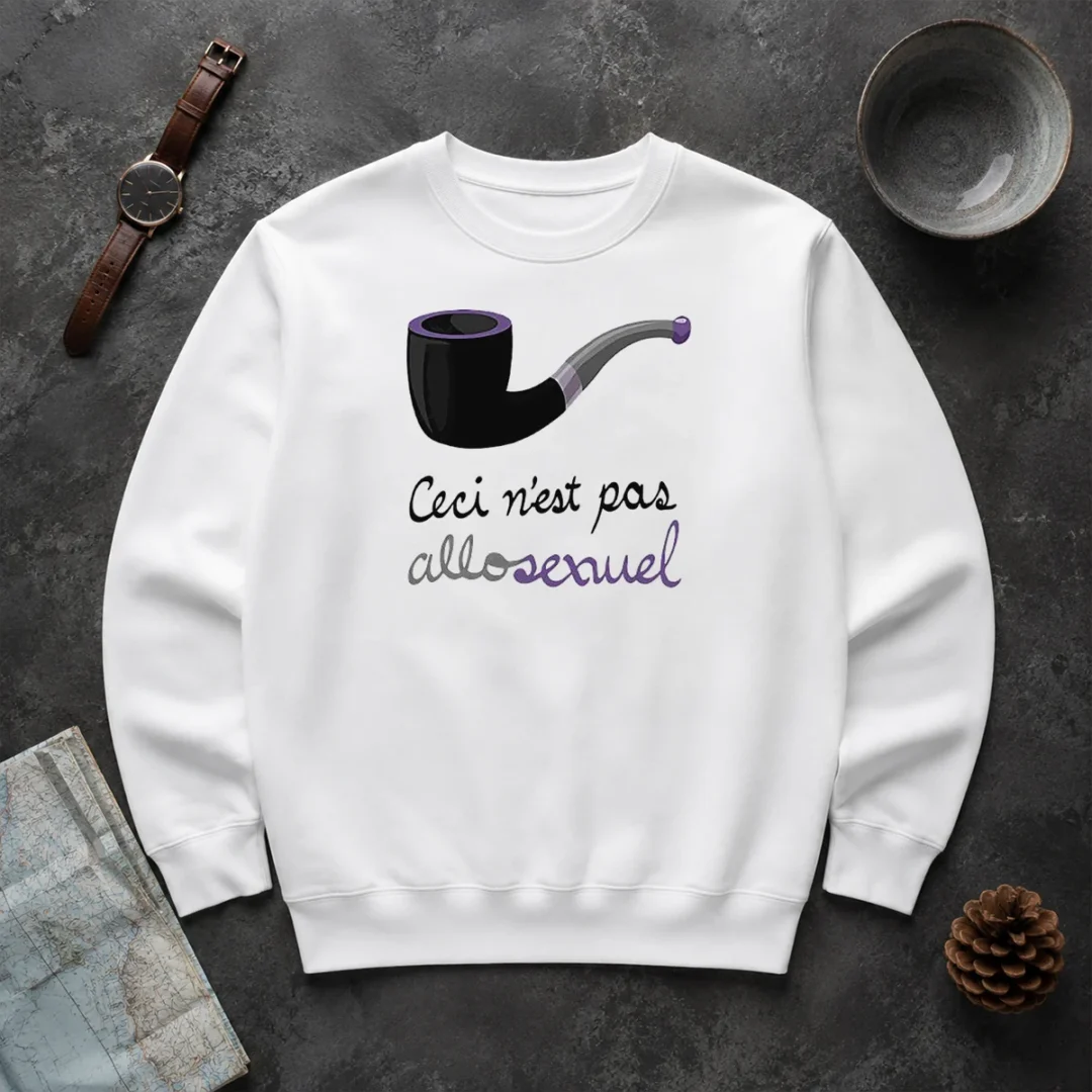 Nice Asexual Pride Rene Magritte Ceci N Est Pas Allosexuel Sweater Nice Asexual Pride Rene Magritte Ceci N Est Pas Allosexuel Sweater