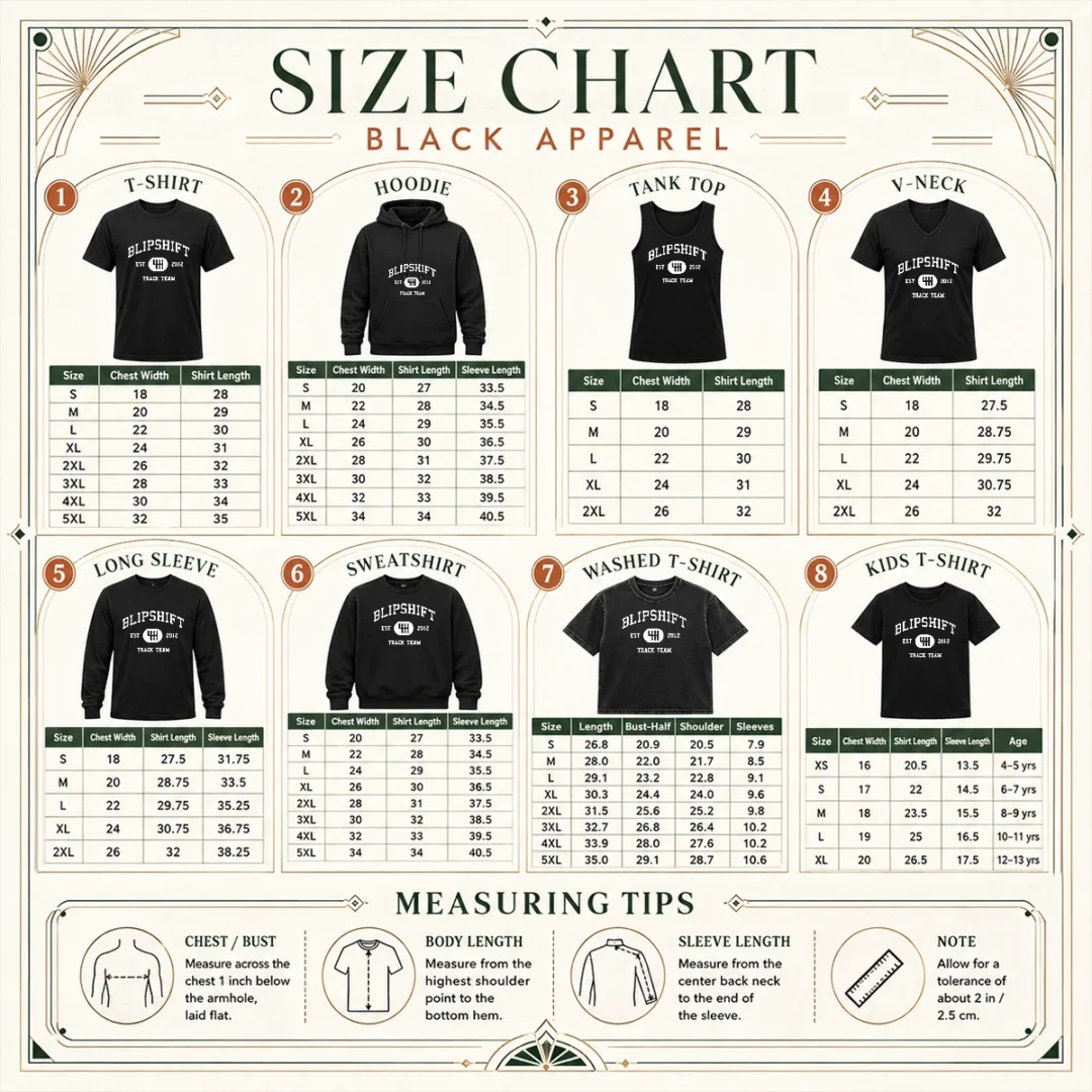 nice-blipshift-track-team-est-2012-size-chart Size chart for Nice Blipshift Track Team Est 2012 with measurements in inches and cm