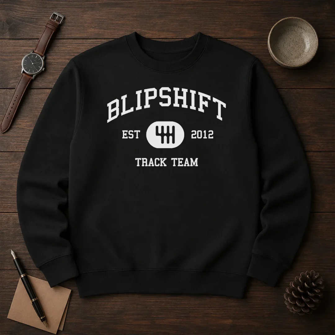 nice-blipshift-track-team-est-2012-sweater Nice Blipshift Track Team Est 2012 Sweater in charcoal gray with white logo print on chest