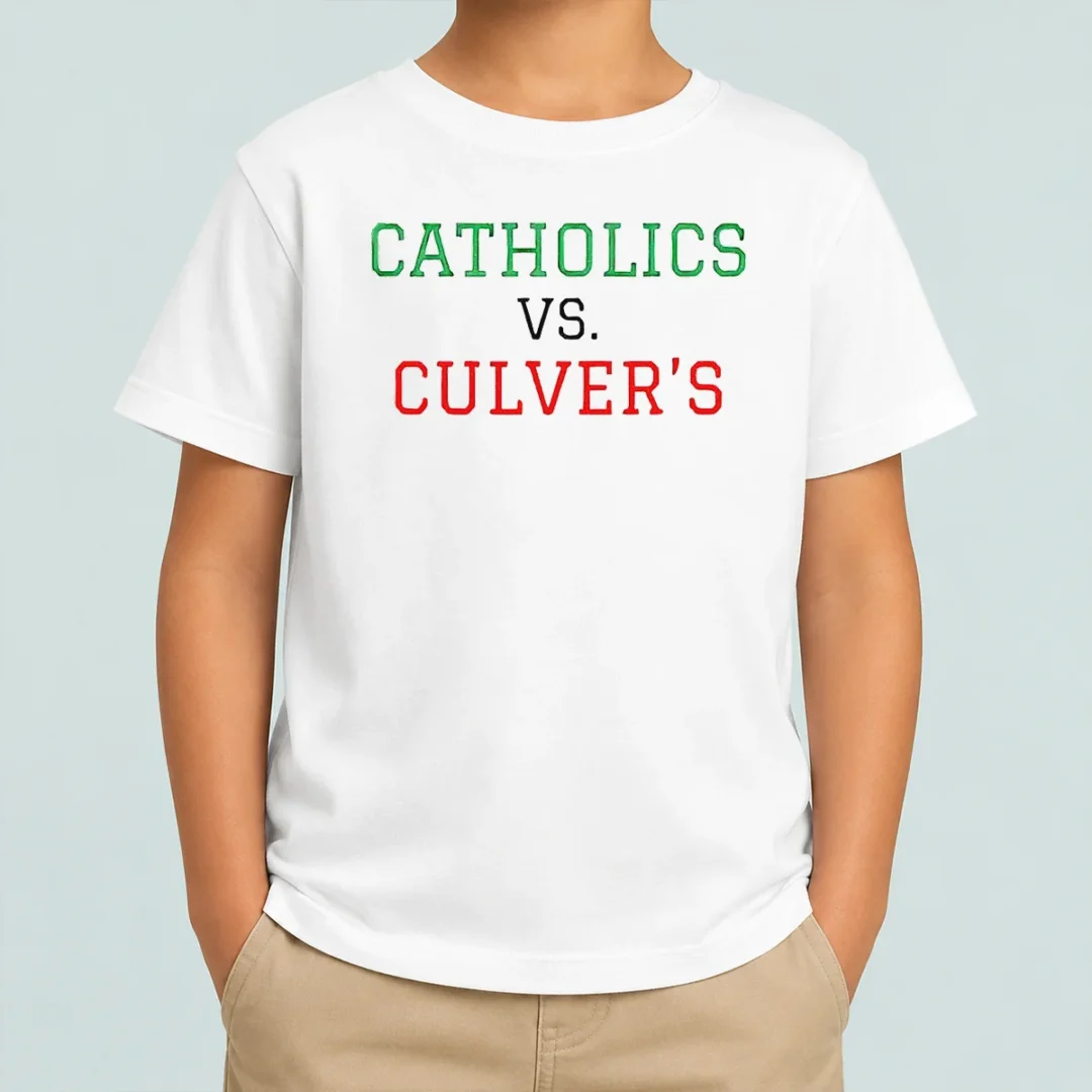 nice-catholics-vs-culver-s-kids-t-shirt Nice Catholics Vs Culver'S Kids T-Shirt