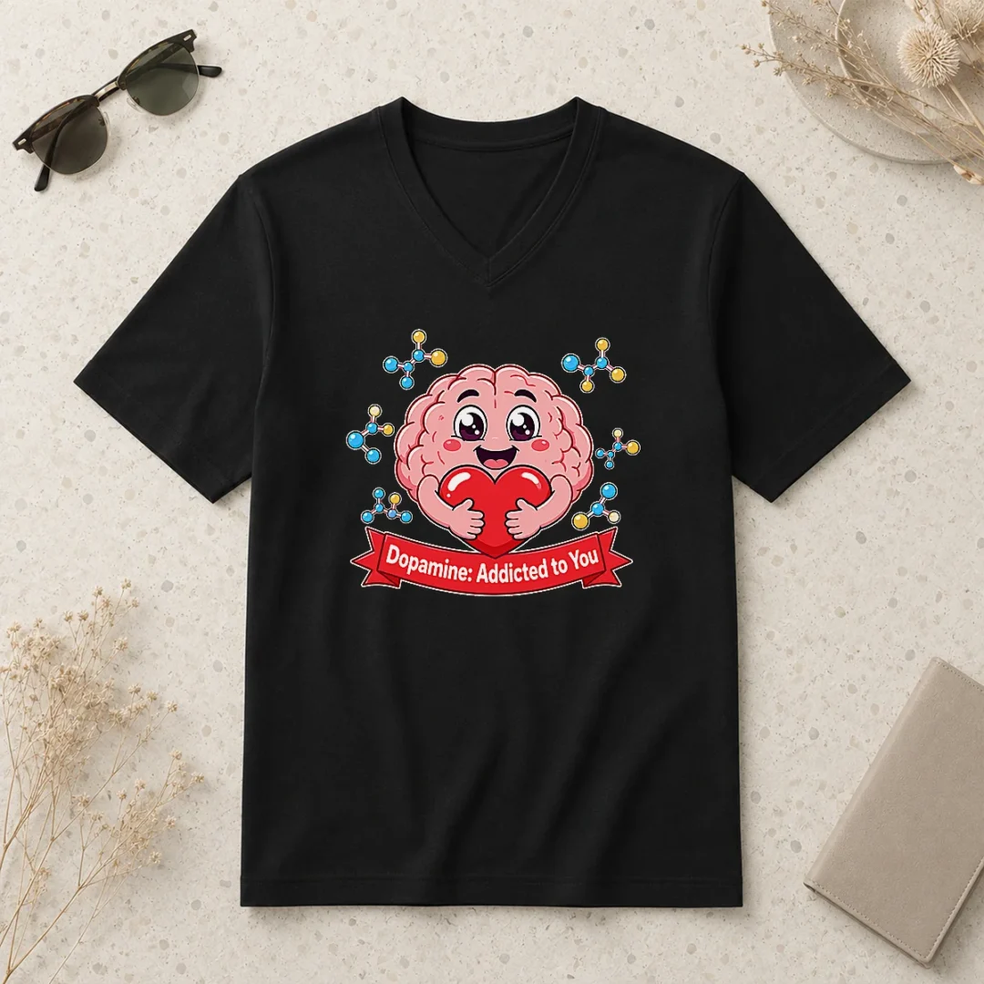 nice-dopamine-addicted-to-you-cute-brain-vector-v-neck-shirt Nice Dopamine Addicted To You Cute Brain Vector V-Neck Shirt