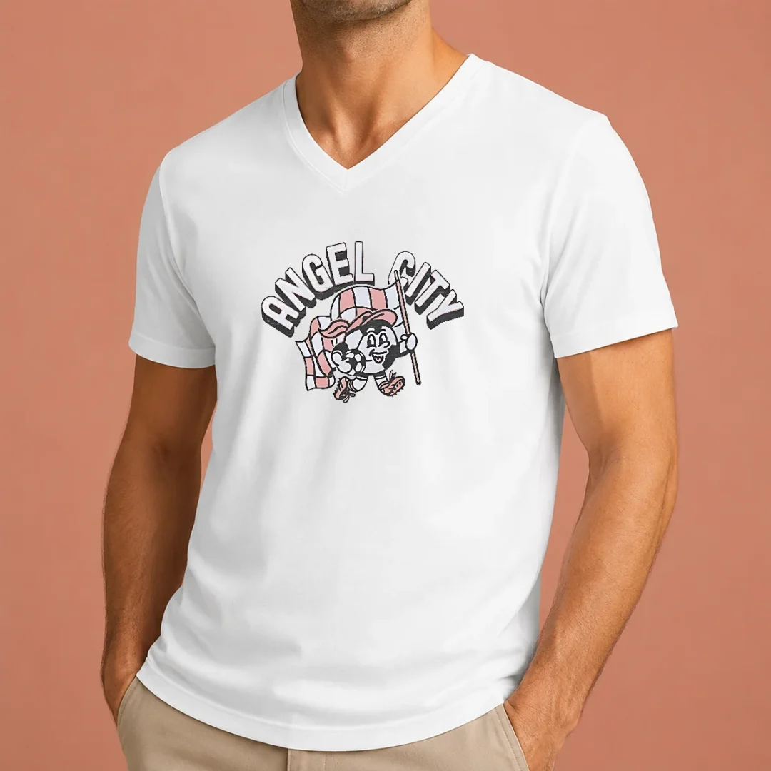 nice-funny-angel-city-mascot-soccer-ball-character-v-neck-shirt Nice Funny Angel City Mascot Soccer Ball Character V-Neck Shirt