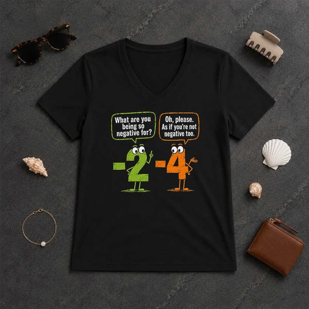 Nice Geek Math Numbers 2 Minus 4 Humor Joke V Neck Shirt Nice Geek Math Numbers 2 Minus 4 Humor Joke V-Neck Shirt