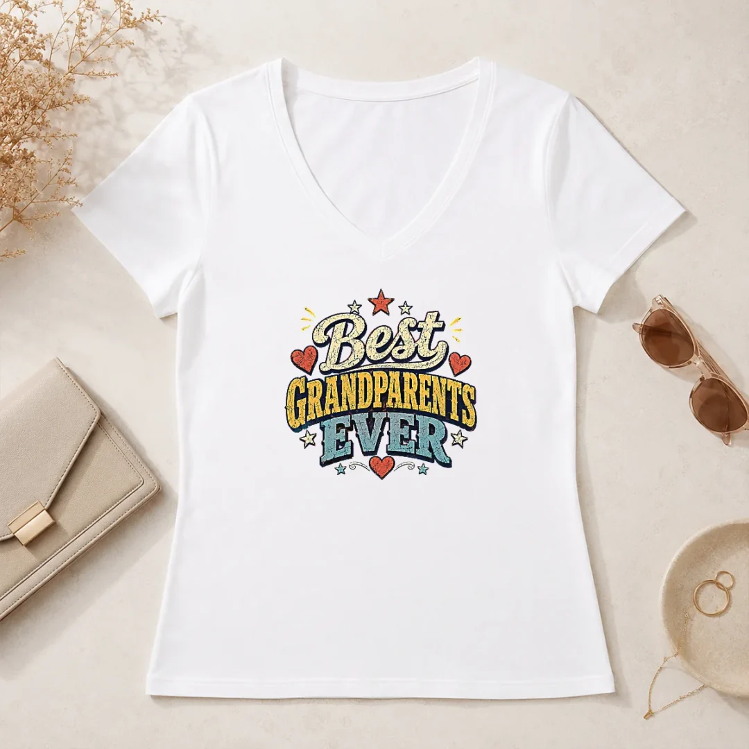 Nice Good Best Grandparents Ever Retro Distressed V Neck Shirt Nice Good Best Grandparents Ever Retro Distressed V-Neck Shirt