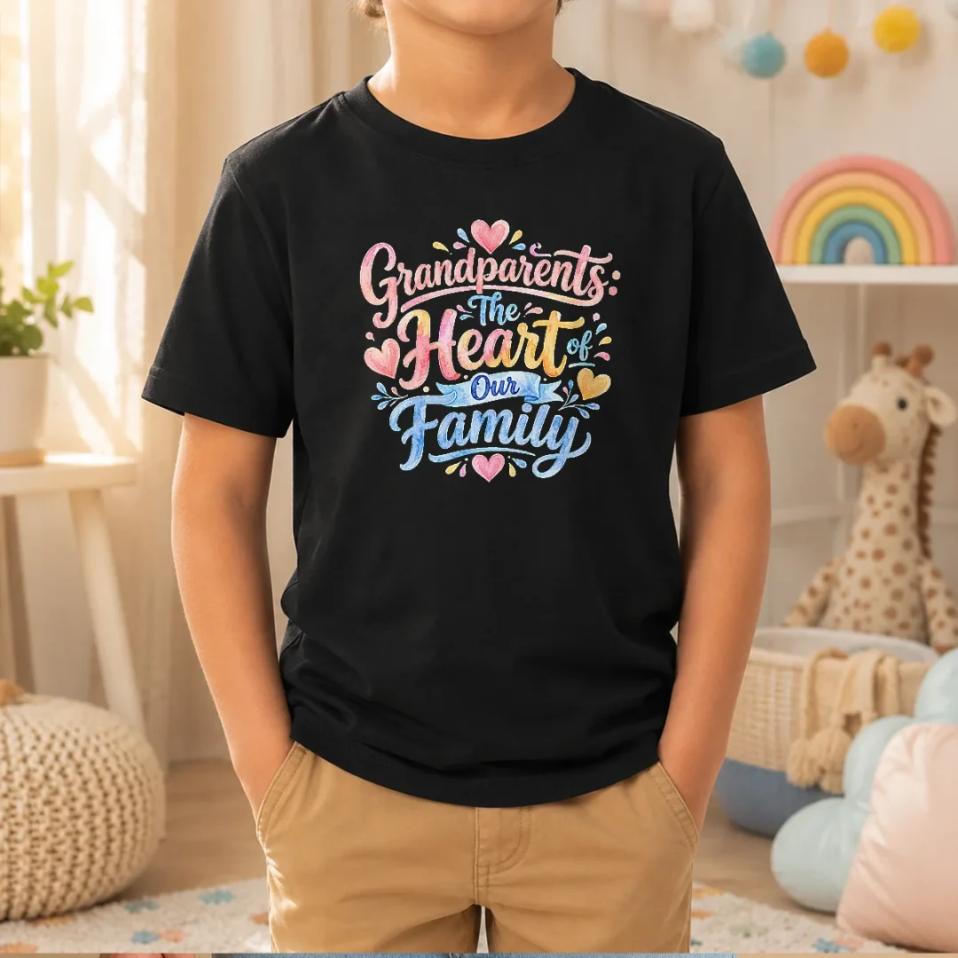 nice-grandparents-day-heart-of-our-family-watercolor-kids-t-shirt Nice Grandparents Day Heart Of Our Family Watercolor Kids T-Shirt