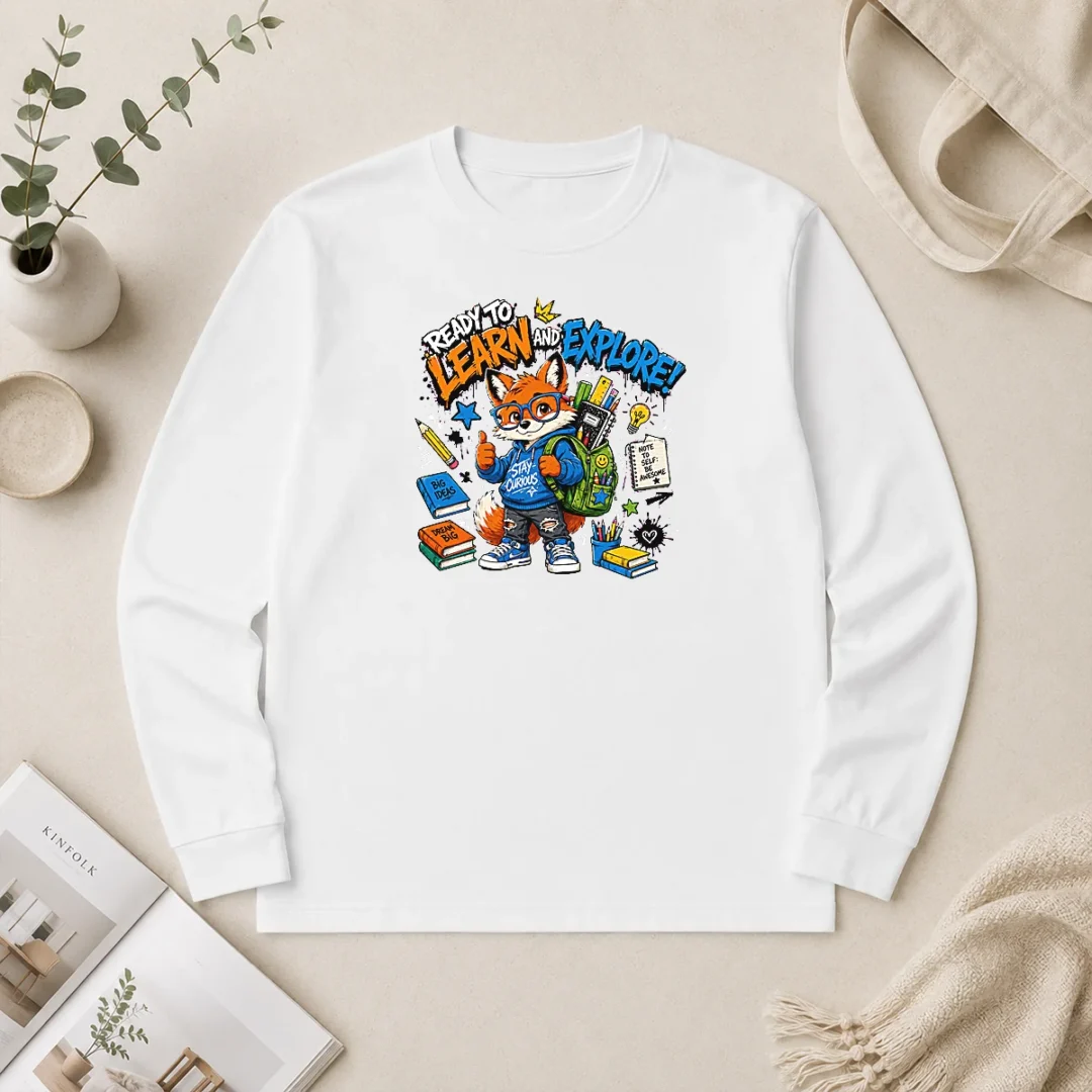 Nice Hot Back To School Fashion Fox Long Sleeve Shirt Nice Hot Back To School Fashion Fox Long Sleeve Shirt