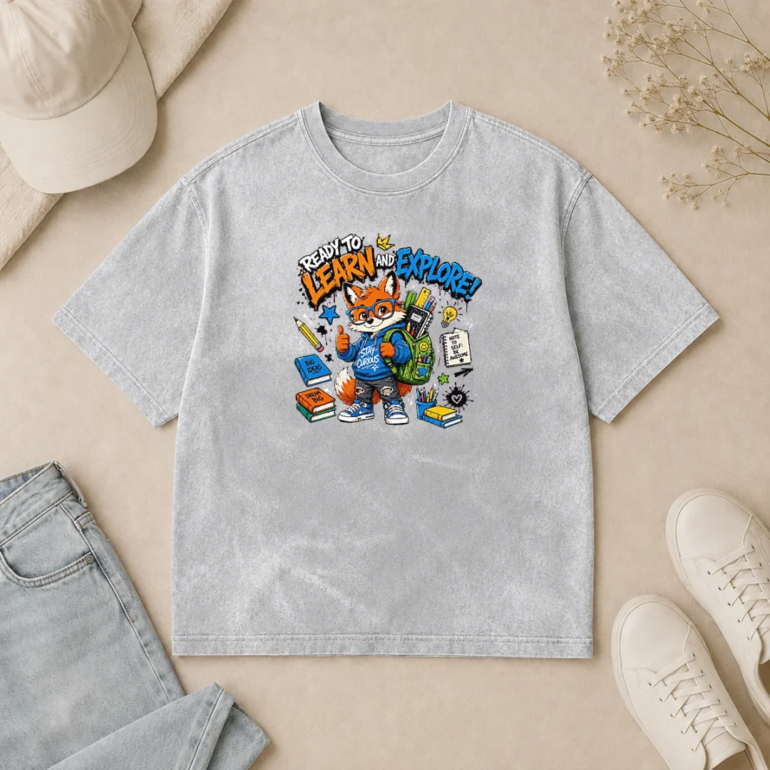 Nice Hot Back To School Fashion Fox Washed T Shirt Nice Hot Back To School Fashion Fox Washed T-Shirt