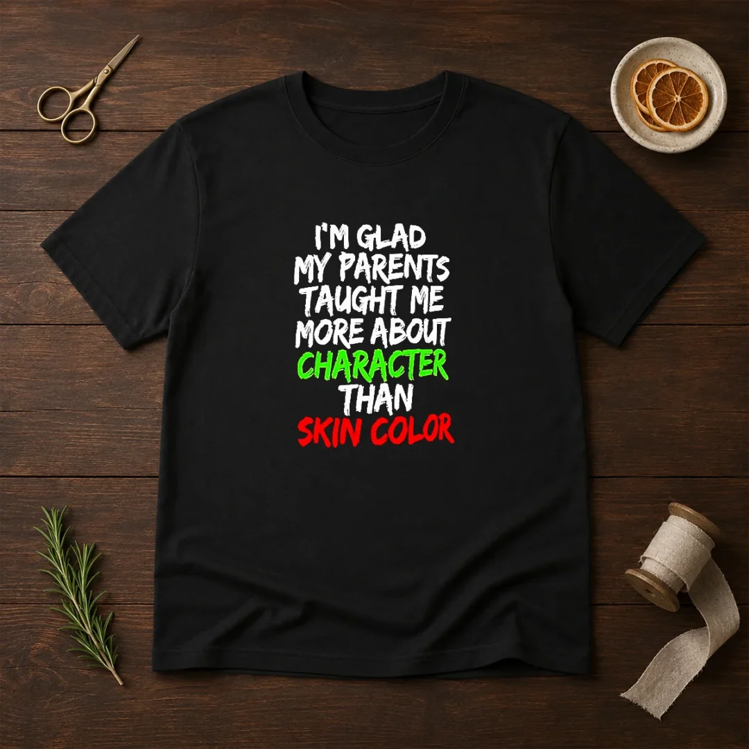 nice-i-m-glad-my-parents-taught-me-more-about-character-than-skin-color-t-shirt-1 Nice I'M Glad My Parents Taught Me More About Character Than Skin Color