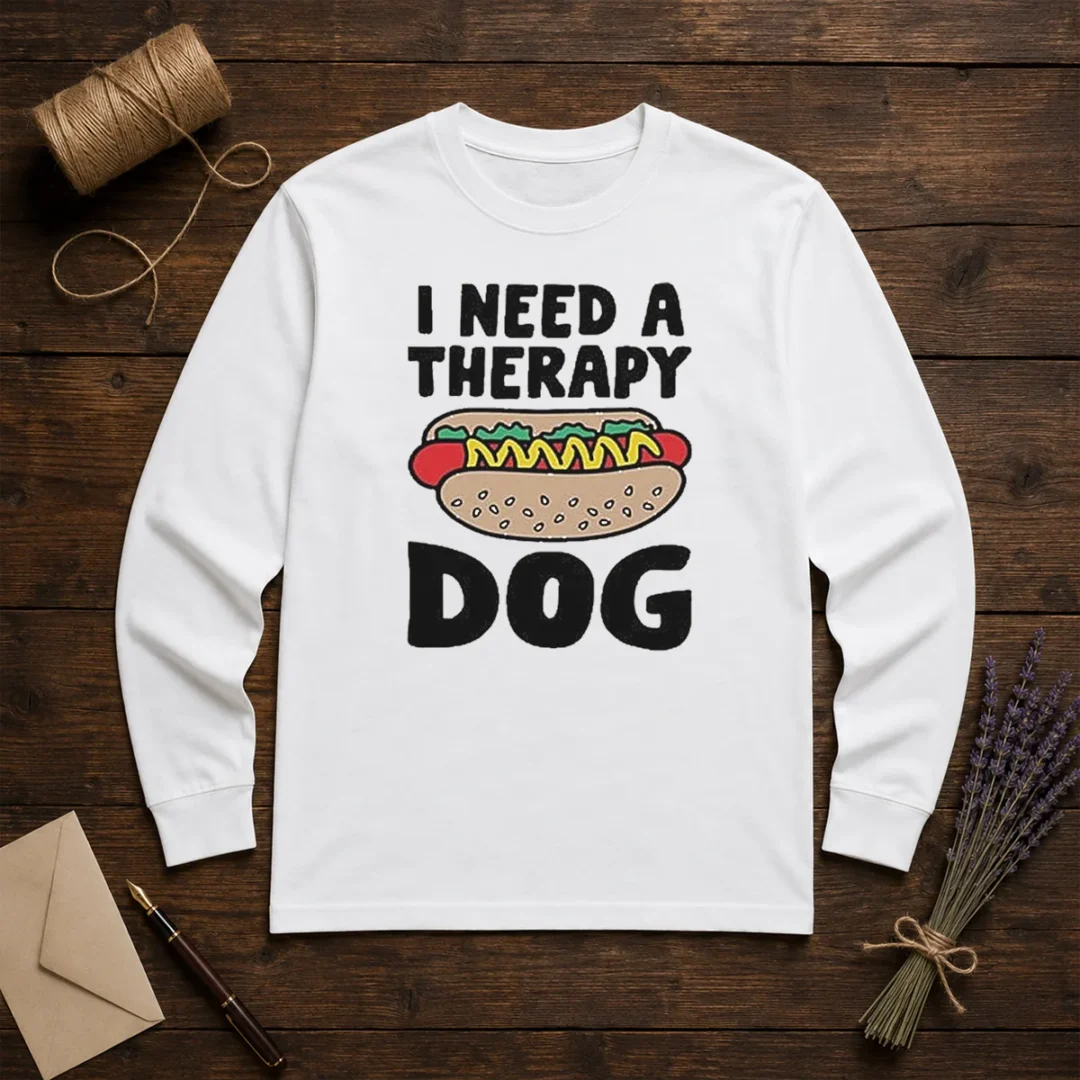 nice-i-need-a-therapy-dog-illustration-long-sleeve-shirt Nice I Need A Therapy Dog Illustration Long Sleeve Shirt