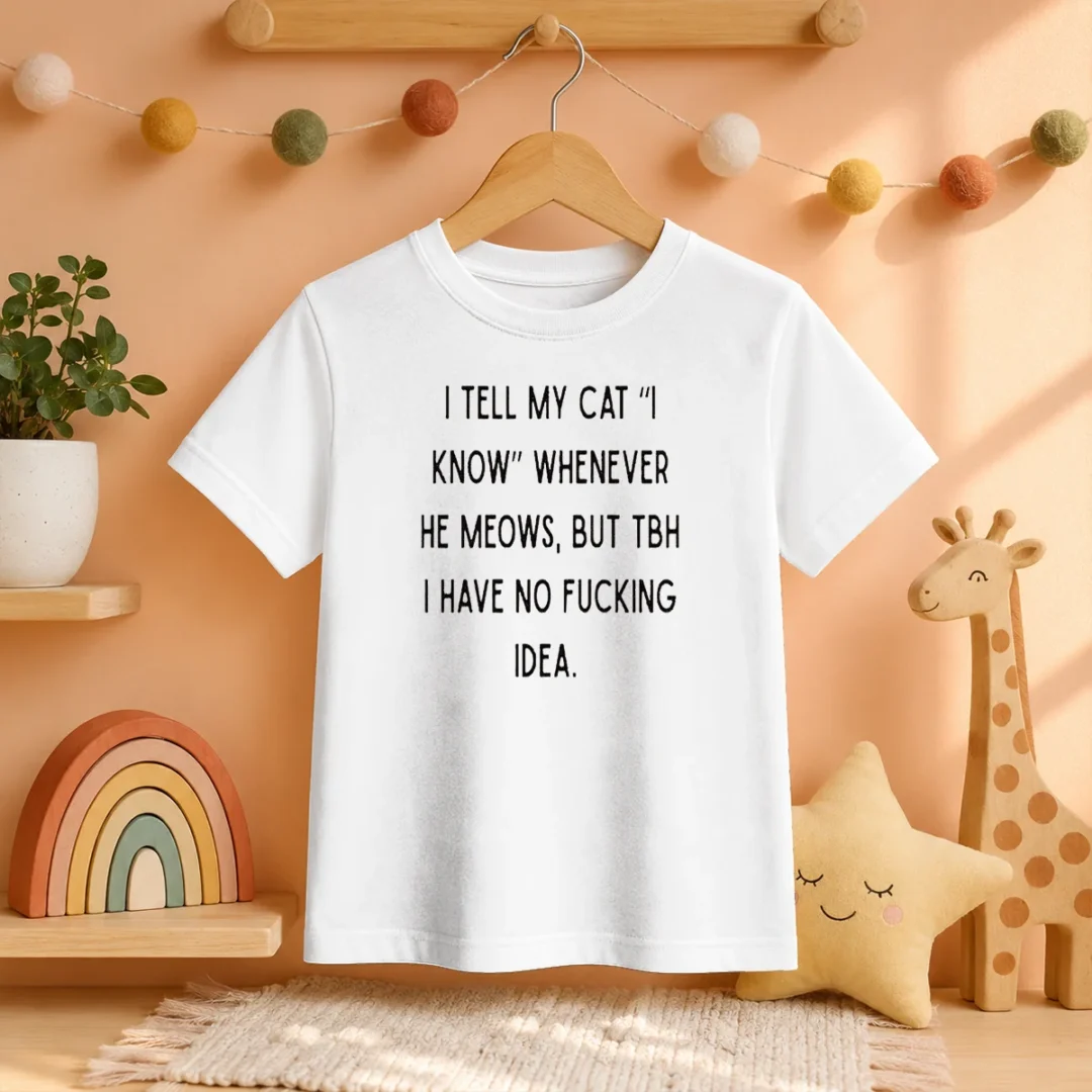 nice-i-tell-my-cat-i-know-whenever-he-meows-kids-t-shirt Nice I Tell My Cat I Know Whenever He Meows Kids T-Shirt